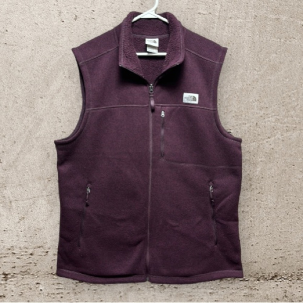 The North Face Gordon Lyons Burgundy Full Zip Fleece Vest Jacket Mens Size XL